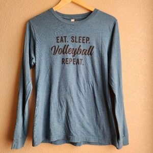 Bella Canvas Long sleeve Teal Blue Volleyball Shirt Size M